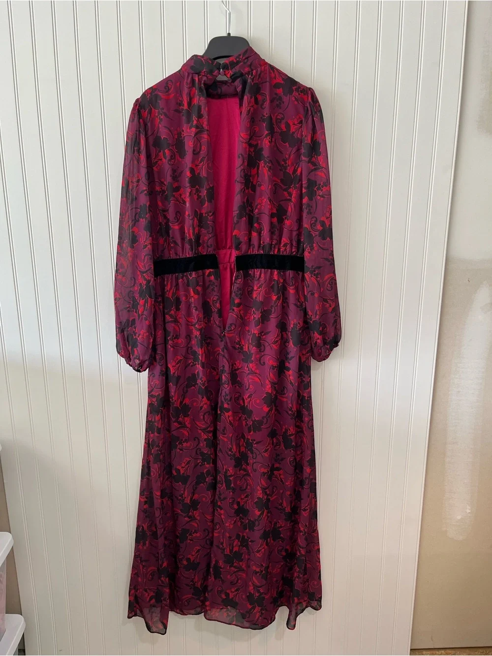 Floral Print High-Neck Long Sleeve Maxi Dress - Purple - Picture 8 of 9